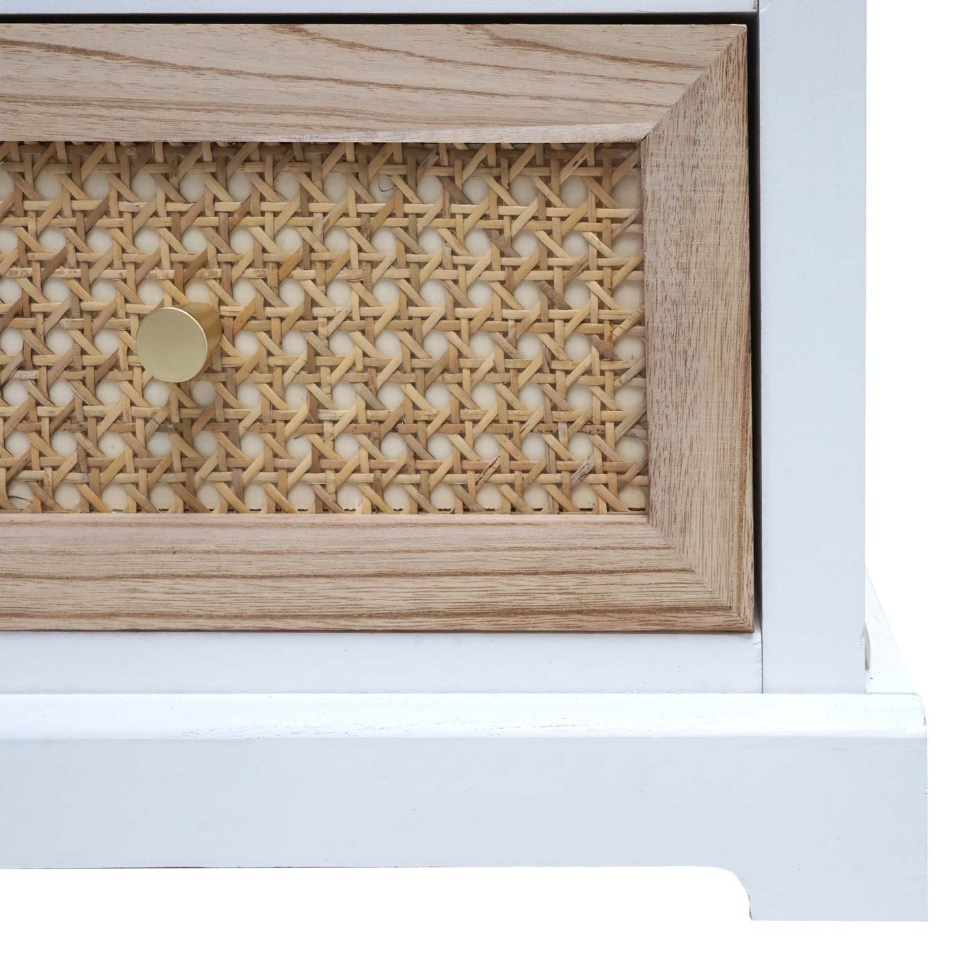 Cosmo Casa - Ladekast - Rotanhout - 63×40×28 cm - Wit & Natuurlijke Kleur