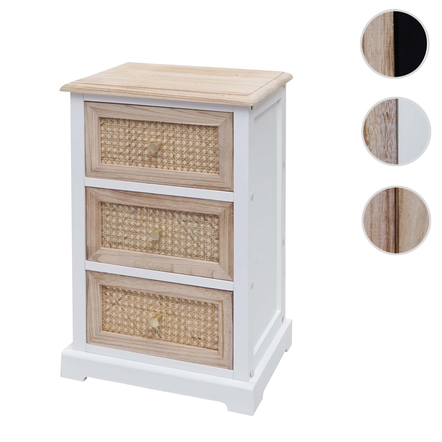 Cosmo Casa - Ladekast - Rotanhout - 63×40×28 cm - Wit & Natuurlijke Kleur