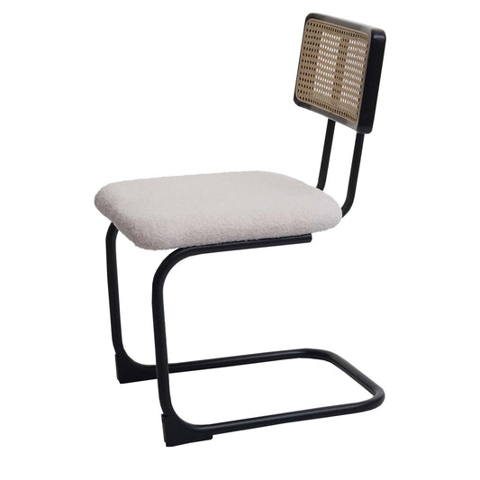 Cosmo Casa - Set van 2 Sledestoelen - Hout, Rotan & Metaal - Bouclé Textiel - Wit