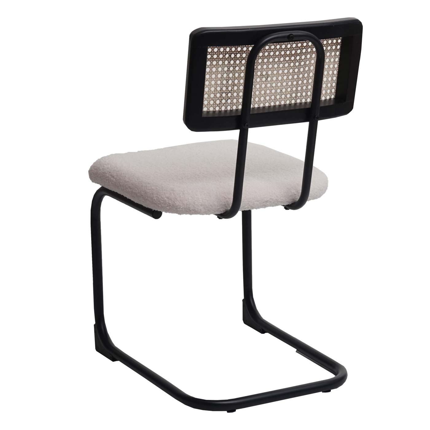 Cosmo Casa - Set van 2 Sledestoelen - Hout, Rotan & Metaal - Bouclé Textiel - Wit