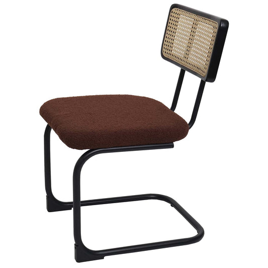 Cosmo Casa - Set van 2 Sledestoelen - Hout & Rotan & Metaal - Bouclé Textiel - Bruin