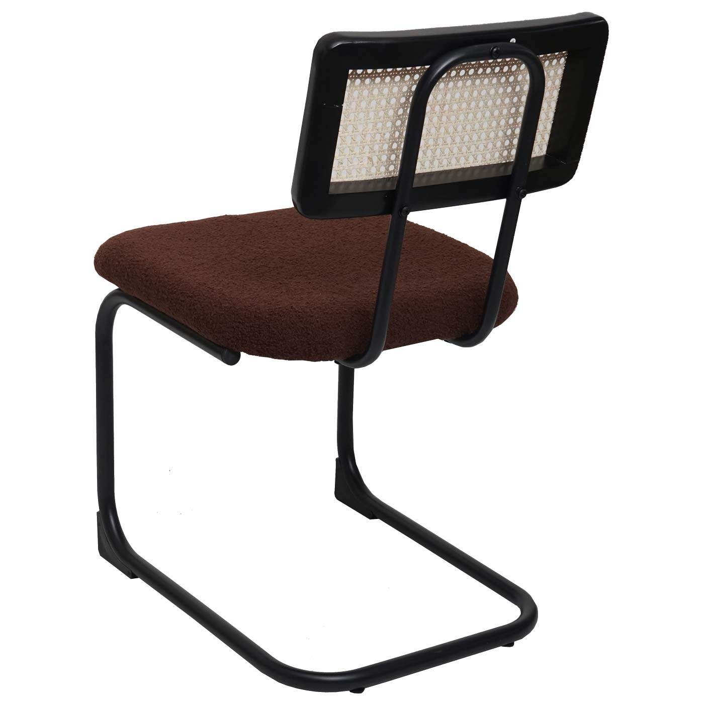 Cosmo Casa - Set van 2 Sledestoelen - Hout & Rotan & Metaal - Bouclé Textiel - Bruin