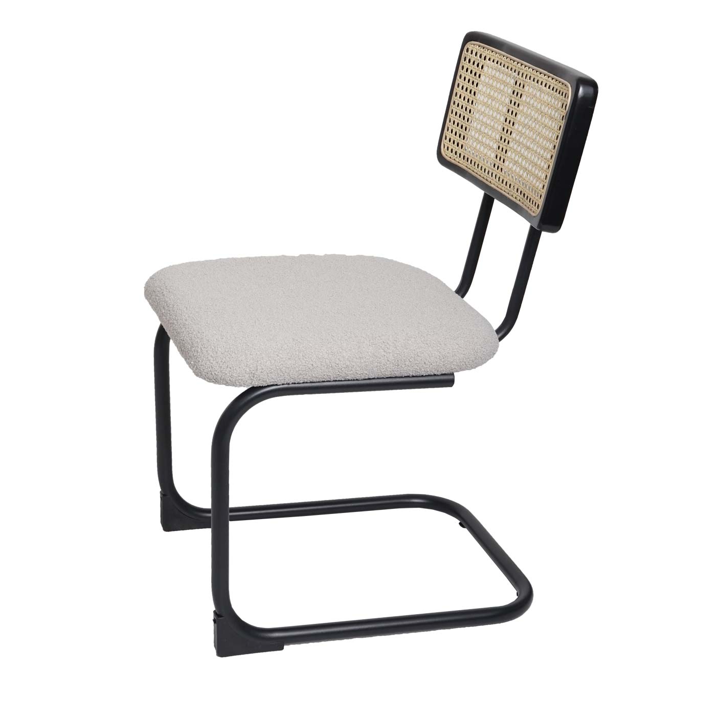 Cosmo Casa - Set van 2 Sledestoelen - Hout & Rotan & Metaal - Bouclé Textiel - Lichtgrijs