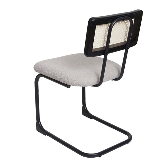 Cosmo Casa - Set van 2 Sledestoelen - Hout & Rotan & Metaal - Bouclé Textiel - Lichtgrijs