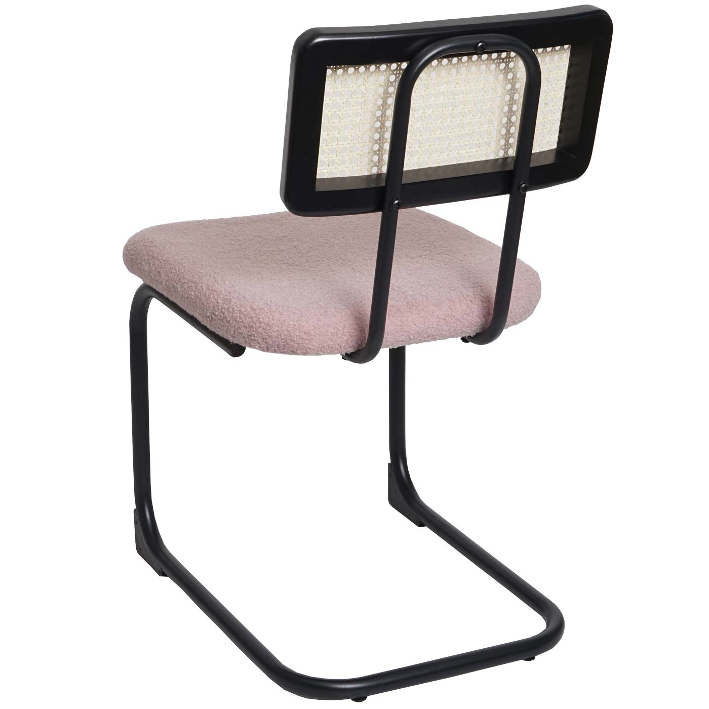 Cosmo Casa - Set van 2 Sledestoelen - Stoel Fauteuil - Hout & Rotan & Metaal - Bouclé Textiel - Roze