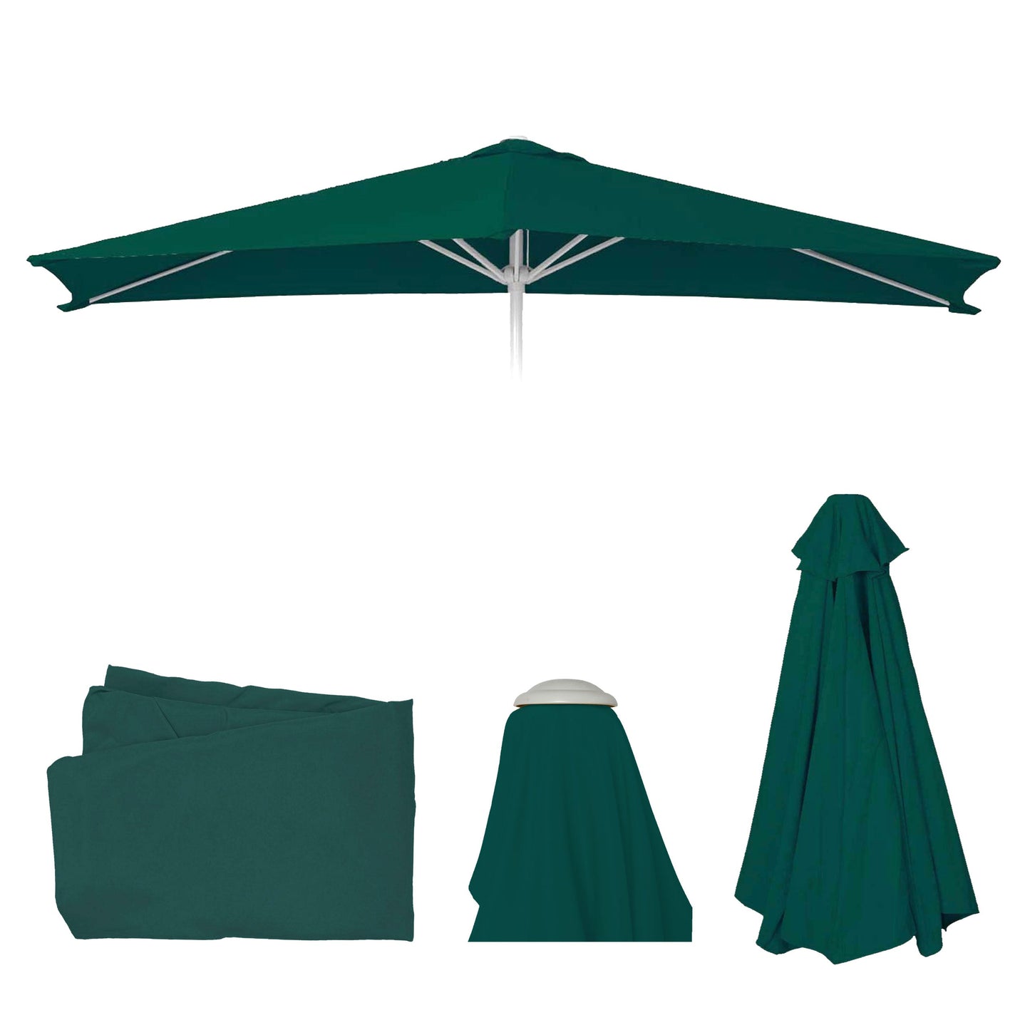 Cosmo Casa - Vervangende Hoes voor Rechthoekige Parasol - Stoftextiel - UV 50 - Groen - 2×3 m / 4.5 kg