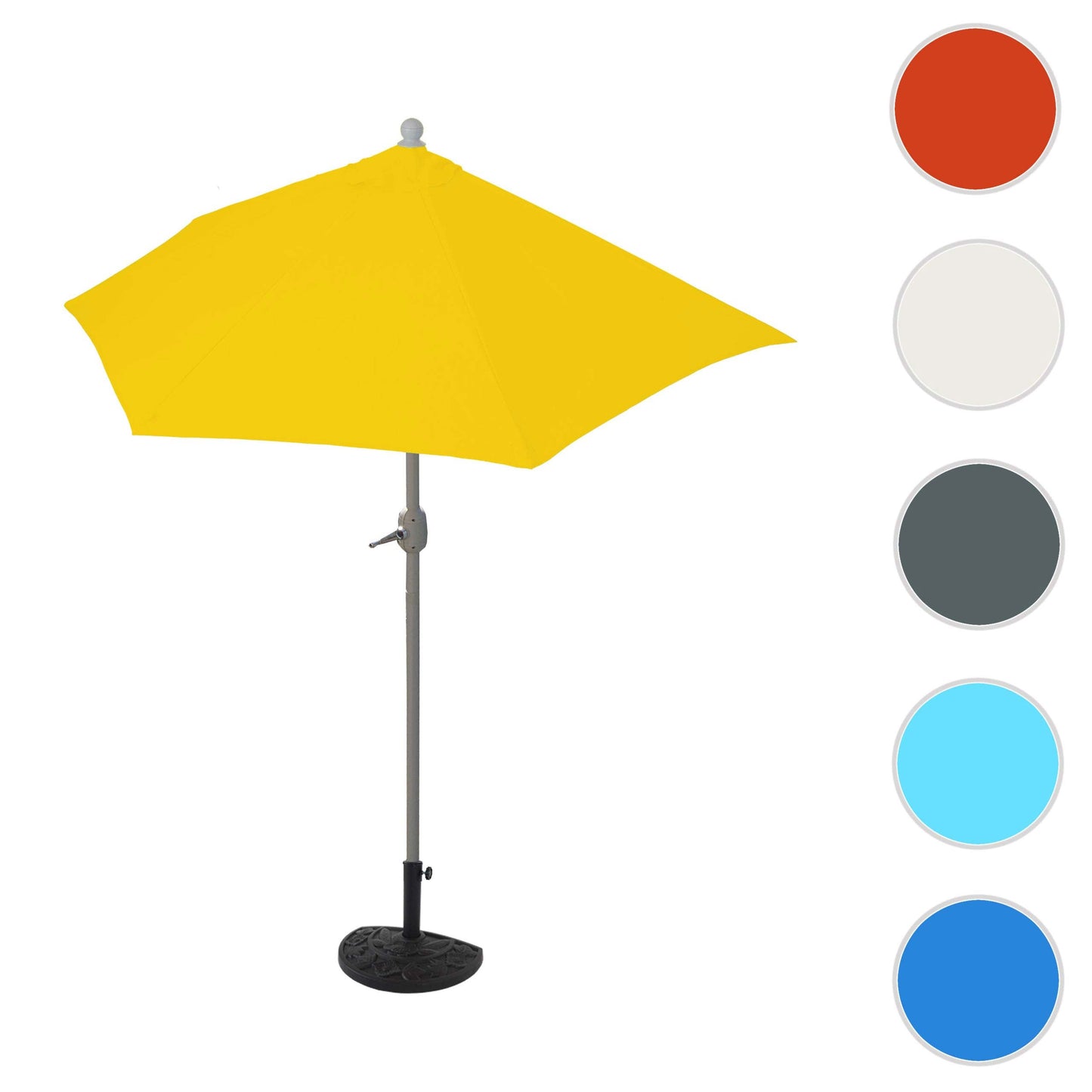 Cosmo Casa - Halfronde Balkonparasol - UV 50 Bescherming - Polyester & Aluminium - Geel - 270 cm - 3 kg - Met Standaard