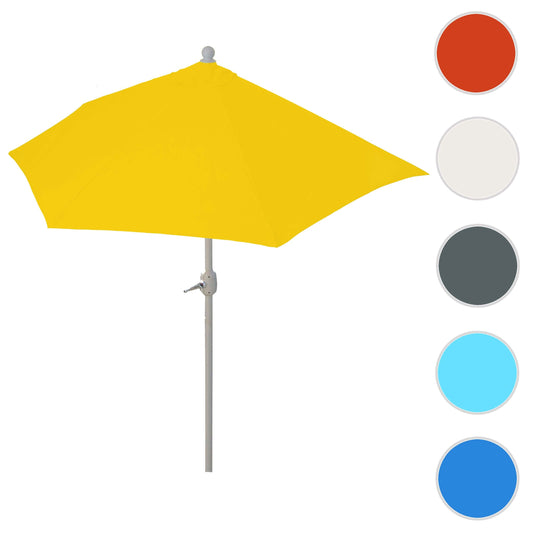 Cosmo Casa - Halfronde Balkonparasol - UV 50 Bescherming - Polyester & Aluminium - Geel - 270 cm - 3 kg - Zonder Standaard