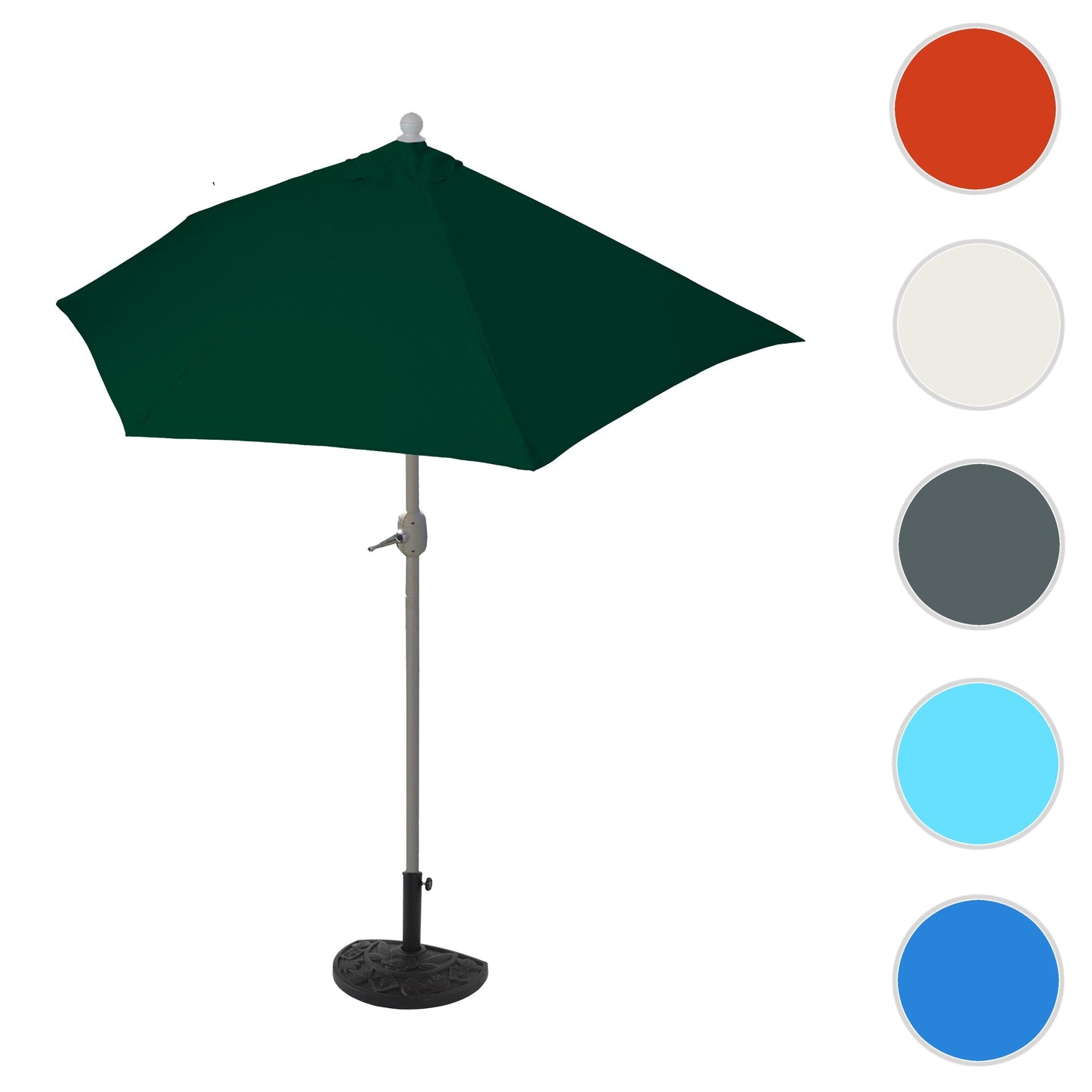 Cosmo Casa - Halfronde Balkonparasol - UV 50 Bescherming - Polyester & Aluminium - Groen - 270 cm / 3 kg