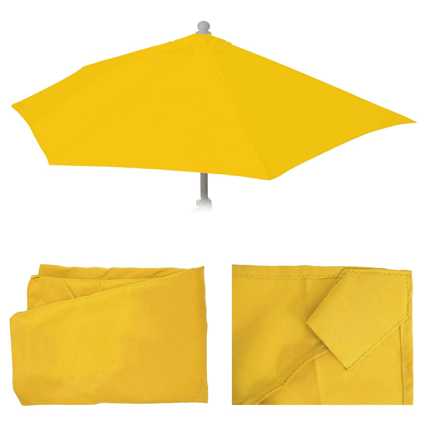 Cosmo Casa - Vervangende Hoes voor Halfronde Parasol - Stoftextiel - UV 50 - Geel - Ø 270 cm / 3 kg