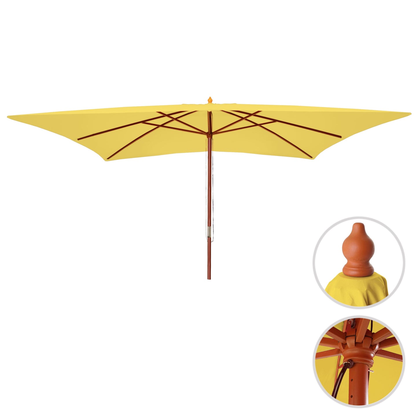 Cosmo Casa - Marktparasol Florida - 3x4 m, 6 kg - Polyester & Hout - Geel