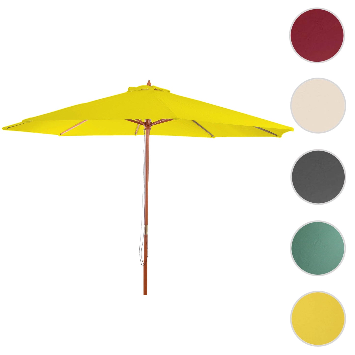 Cosmo Casa - Marktparasol Florida - 3,5 m, 7 kg - Polyester & Hout - Geel