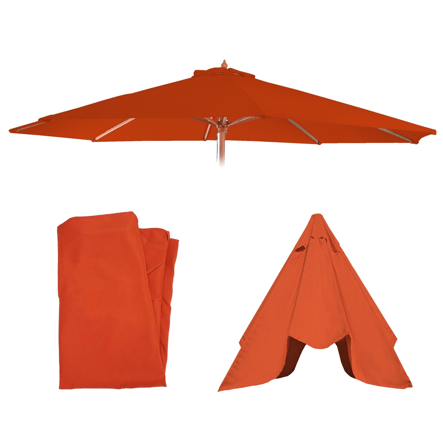 Cosmo Casa - Vervangende Hoes voor Parasol Florida 3,5 m - 8 Stutten - Polyester - Terracotta
