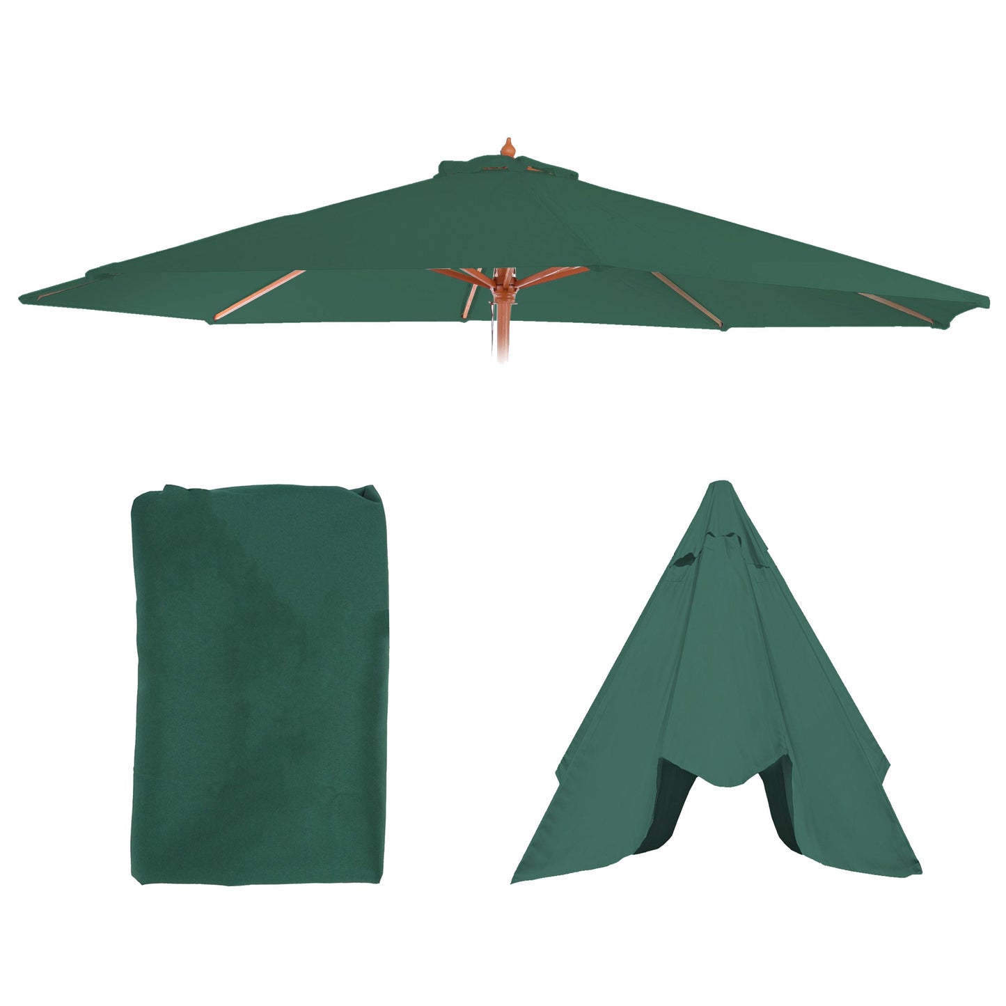 Cosmo Casa - Vervangingshoes voor Parasol Florida 3,5 m - 8 Stutten - Polyester - Groen