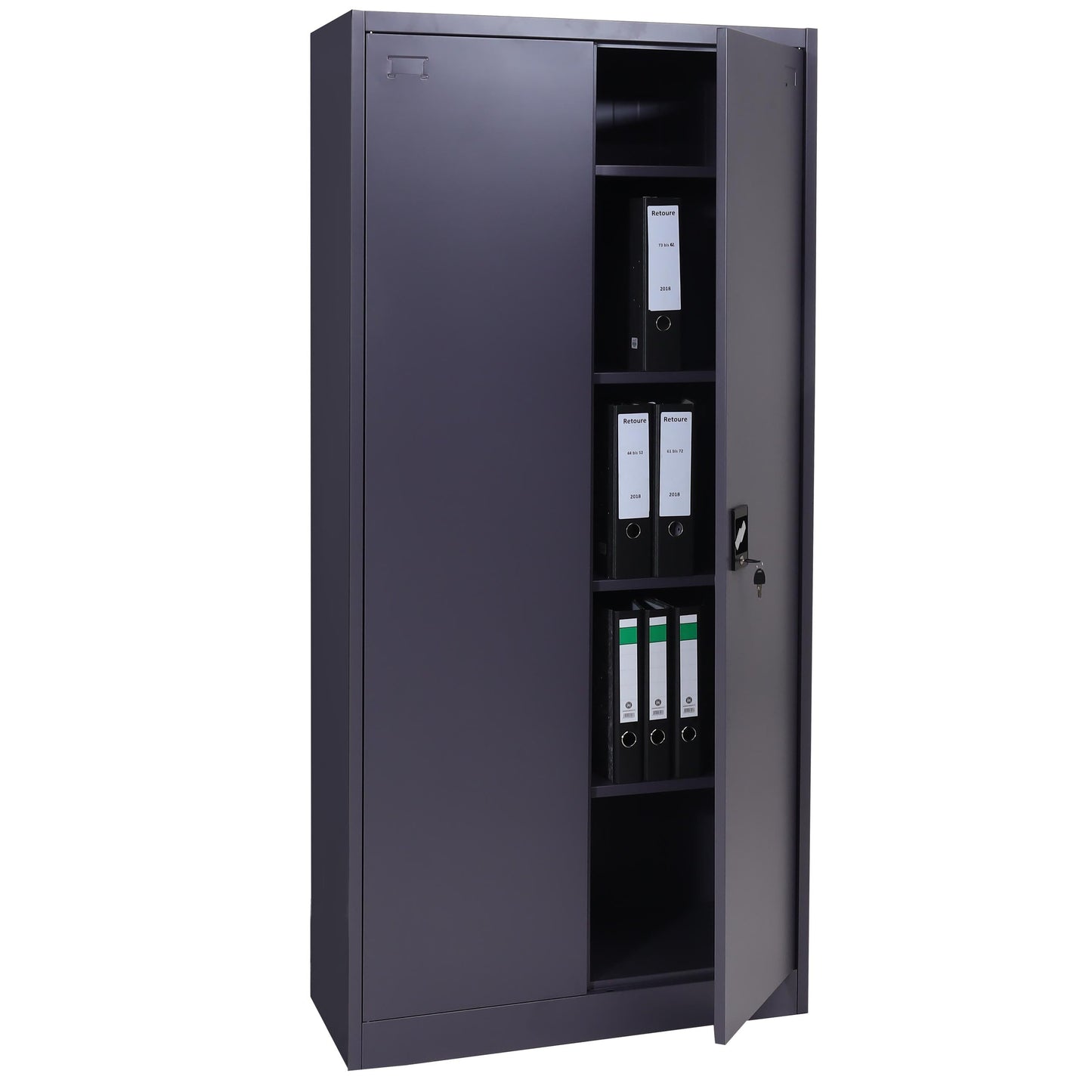 Cosmo Casa - Archiefkast - Kantoorkast - Metaal - Donkergrijs - 185×90×40 cm