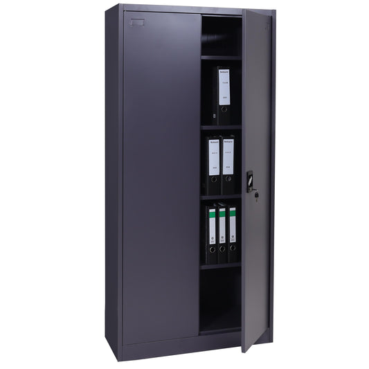 Cosmo Casa - Archiefkast - Kantoorkast - Metaal - Donkergrijs - 185×90×40 cm