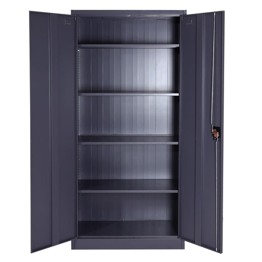 Cosmo Casa - Archiefkast - Kantoorkast - Metaal - Donkergrijs - 185×90×40 cm