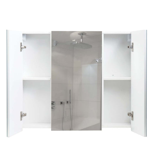 Cosmo Casa - Spiegelkast - Badkamerkast Hangkast - 6 Planken, High Gloss - Wit - 70×80×16 cm