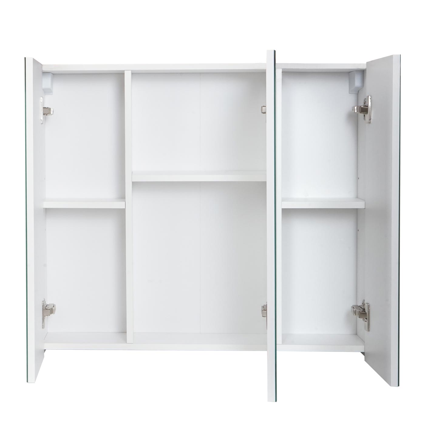 Cosmo Casa - Spiegelkast - Badkamerkast Hangkast - 6 Planken, High Gloss - Wit - 70×80×16 cm