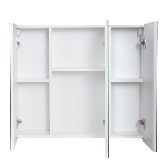 Cosmo Casa - Spiegelkast - Badkamerkast Hangkast - 6 Planken, High Gloss - Wit - 70×80×16 cm