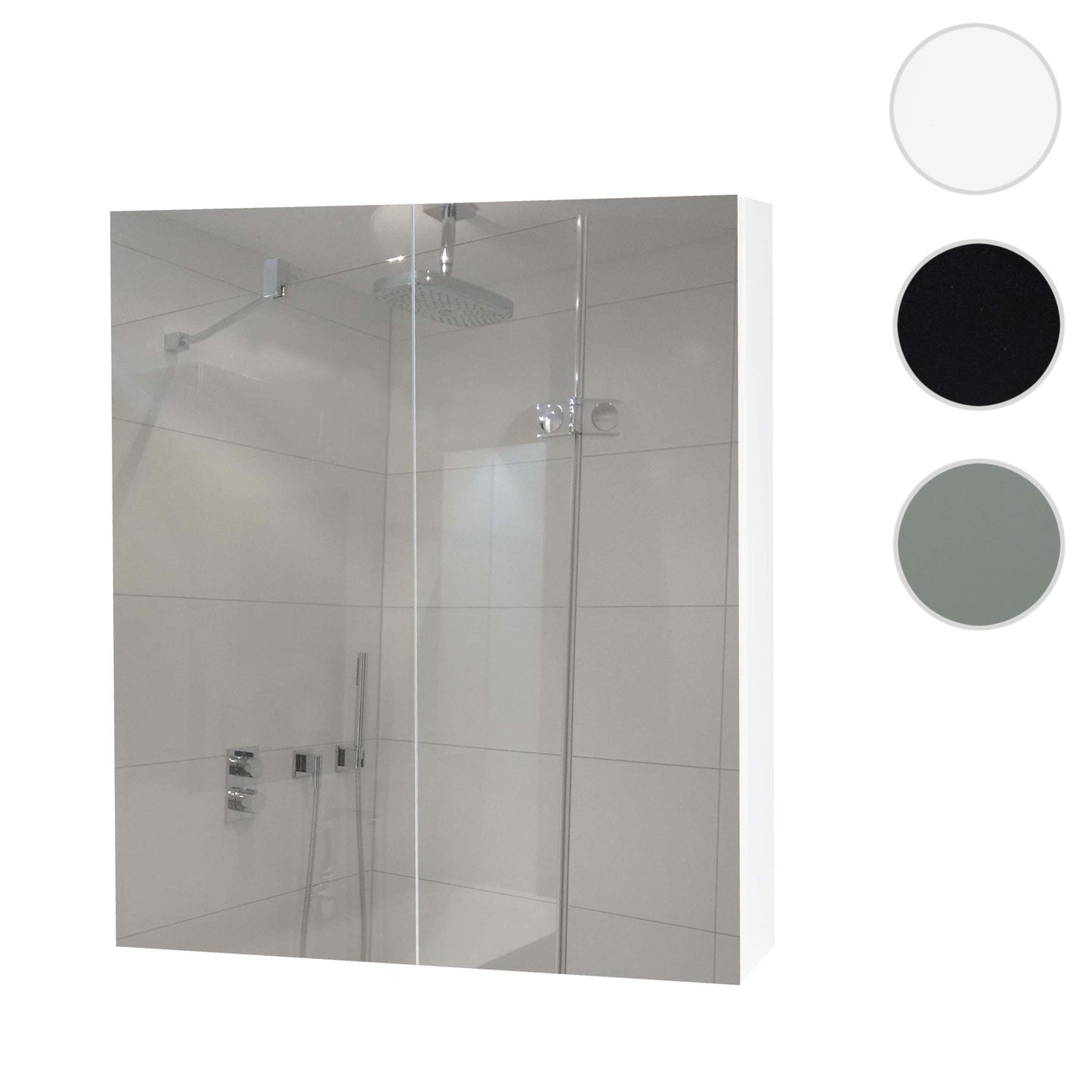 Cosmo Casa - Spiegelkast - Badkamerkast Hangkast - 2 Planken - Hoogglans - Wit - 70×60×16 cm