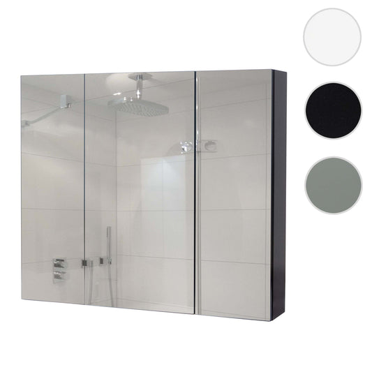 Cosmo Casa - Spiegelkast - Badkamerkast Hangkast - 6 Planken, High Gloss - Zwart - 70×80×16 cm