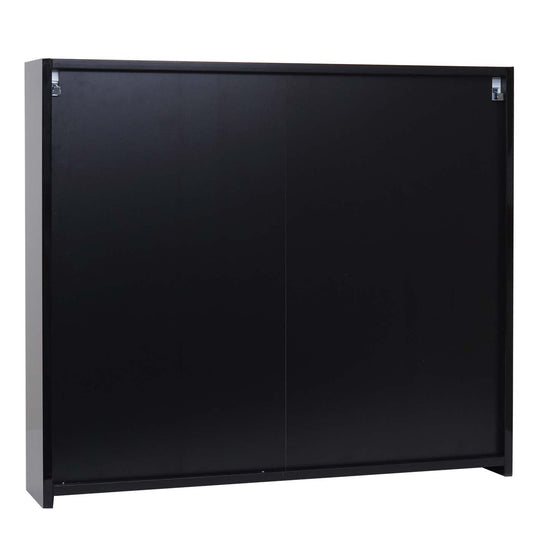 Cosmo Casa - Spiegelkast - Badkamerkast Hangkast - 6 Planken, High Gloss - Zwart - 70×80×16 cm