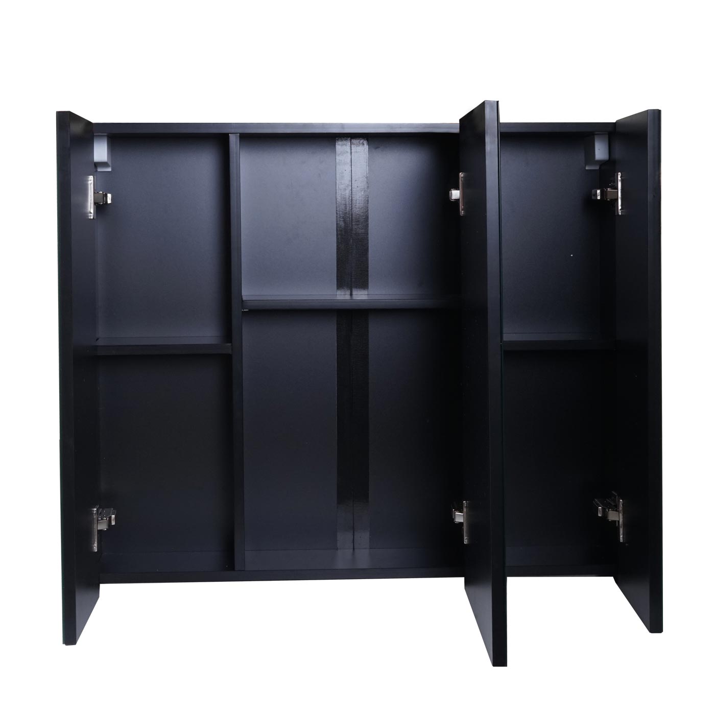 Cosmo Casa - Spiegelkast - Badkamerkast Hangkast - 6 Planken, High Gloss - Zwart - 70×80×16 cm