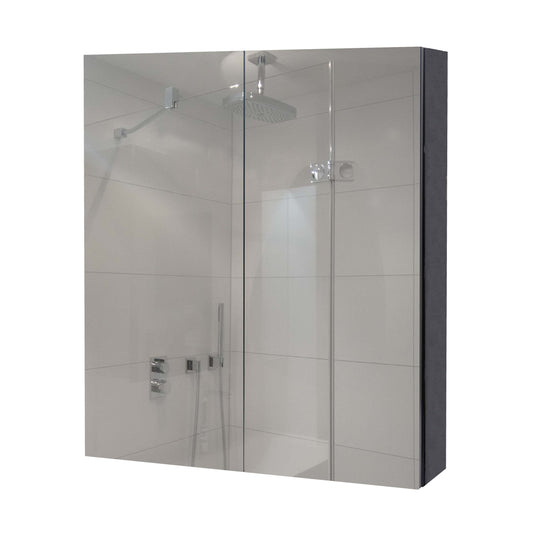 Cosmo Casa - Spiegelkast - Badkamerkast Hangkast - 2 Planken, High Gloss - Wit - 70×60×16 cm