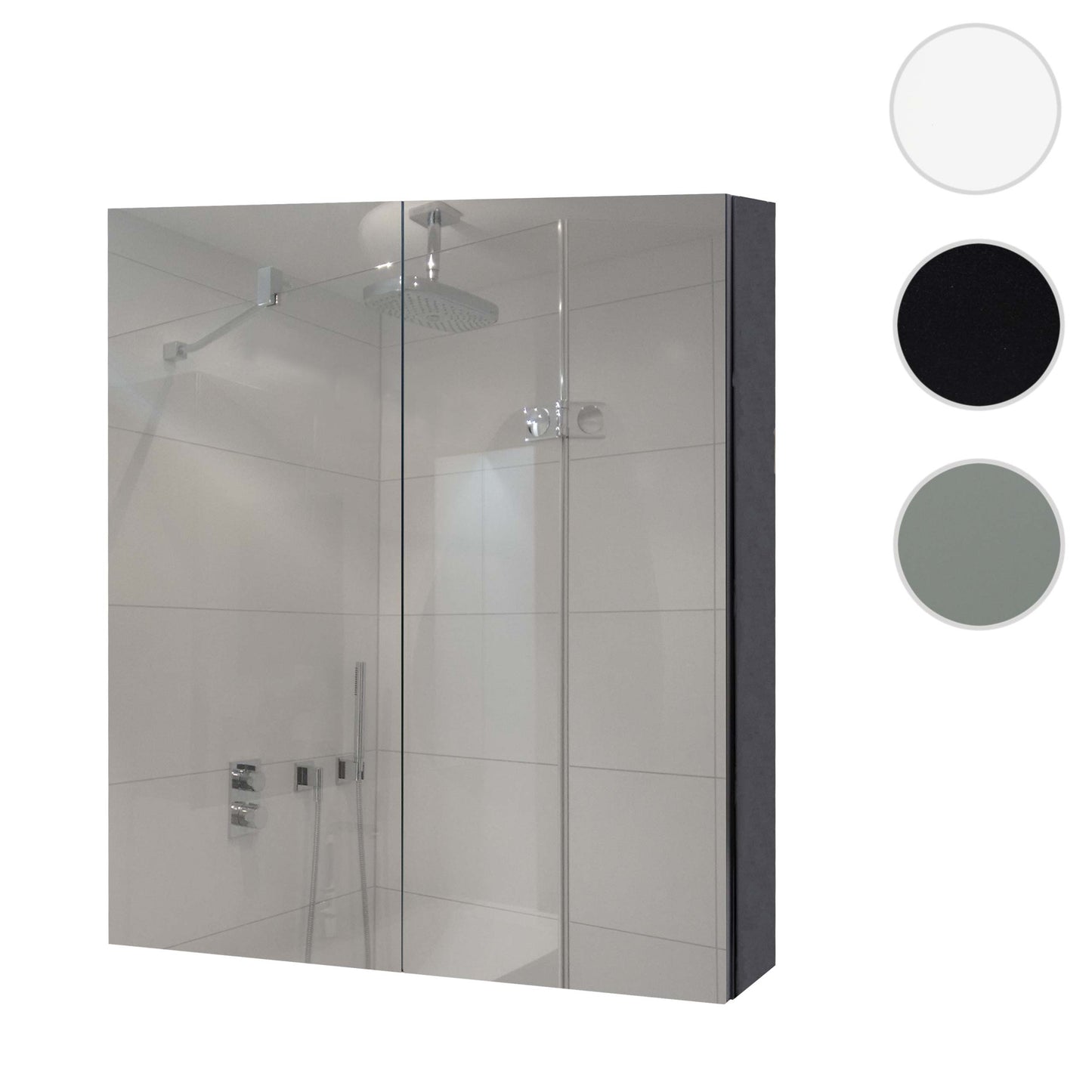 Cosmo Casa - Spiegelkast - Badkamerkast Hangkast - 2 Planken, High Gloss - Wit - 70×60×16 cm