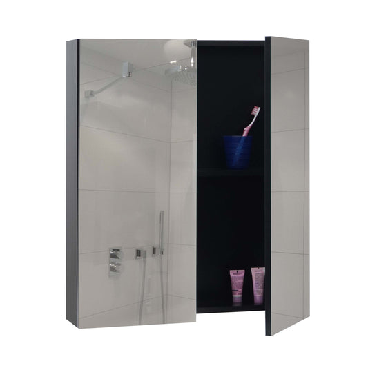 Cosmo Casa - Spiegelkast - Badkamerkast Hangkast - 2 Planken, High Gloss - Wit - 70×60×16 cm