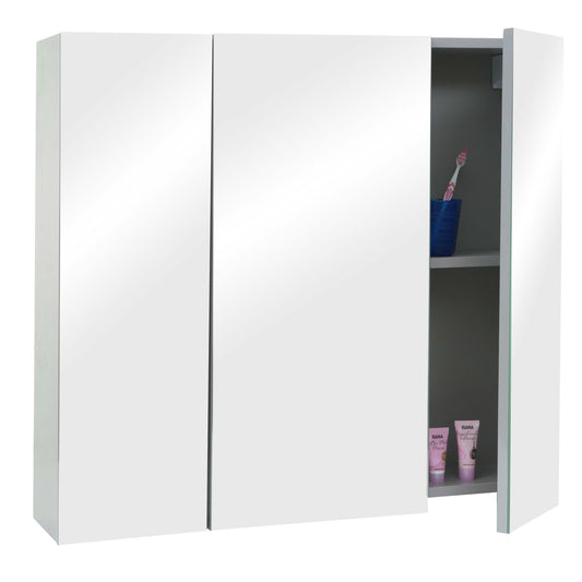 Cosmo Casa - Spiegelkast - Badkamer hangkast - MDF en glas - Grijs - 70×80×16 cm