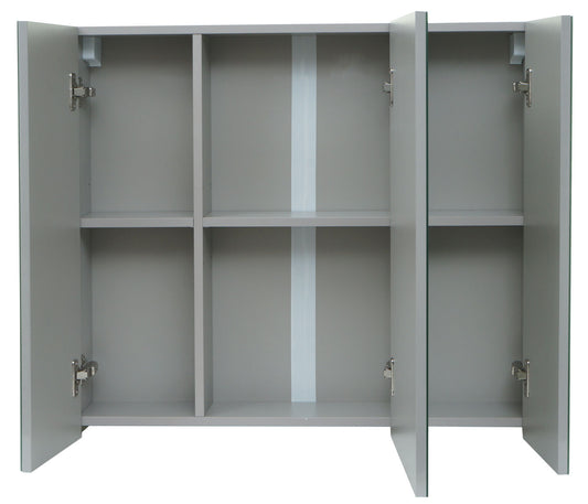 Cosmo Casa - Spiegelkast - Badkamer hangkast - MDF en glas - Grijs - 70×80×16 cm