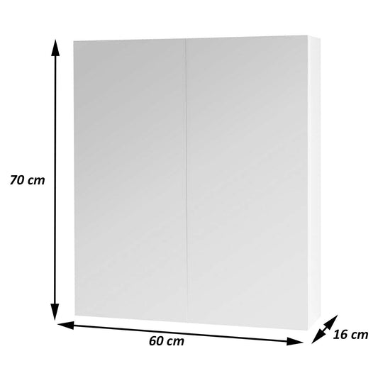 Cosmo Casa - Spiegelkast - Badkamer hangkast - MDF en glas - Grijs - 70×60×16 cm