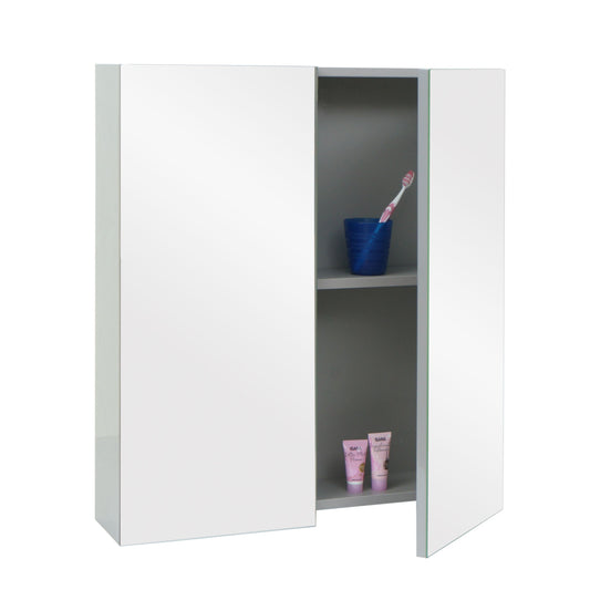 Cosmo Casa - Spiegelkast - Badkamer hangkast - MDF en glas - Grijs - 70×60×16 cm