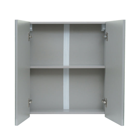 Cosmo Casa - Spiegelkast - Badkamer hangkast - MDF en glas - Grijs - 70×60×16 cm