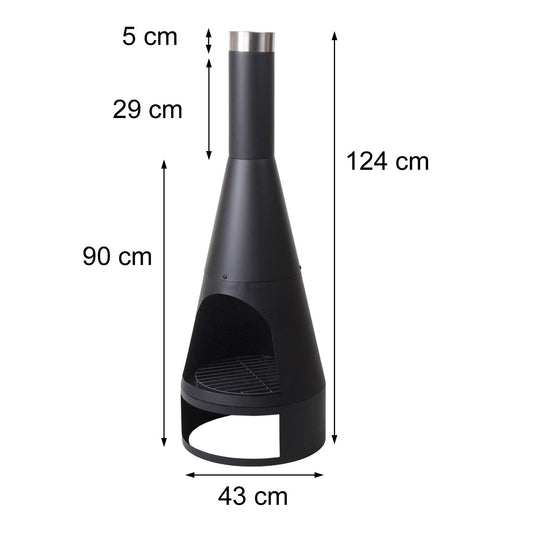 Cosmo Casa - Tuinkachel - Tuinhaard / Terrashaard - Pokervuurplaats - 120×43 cm - Zwart