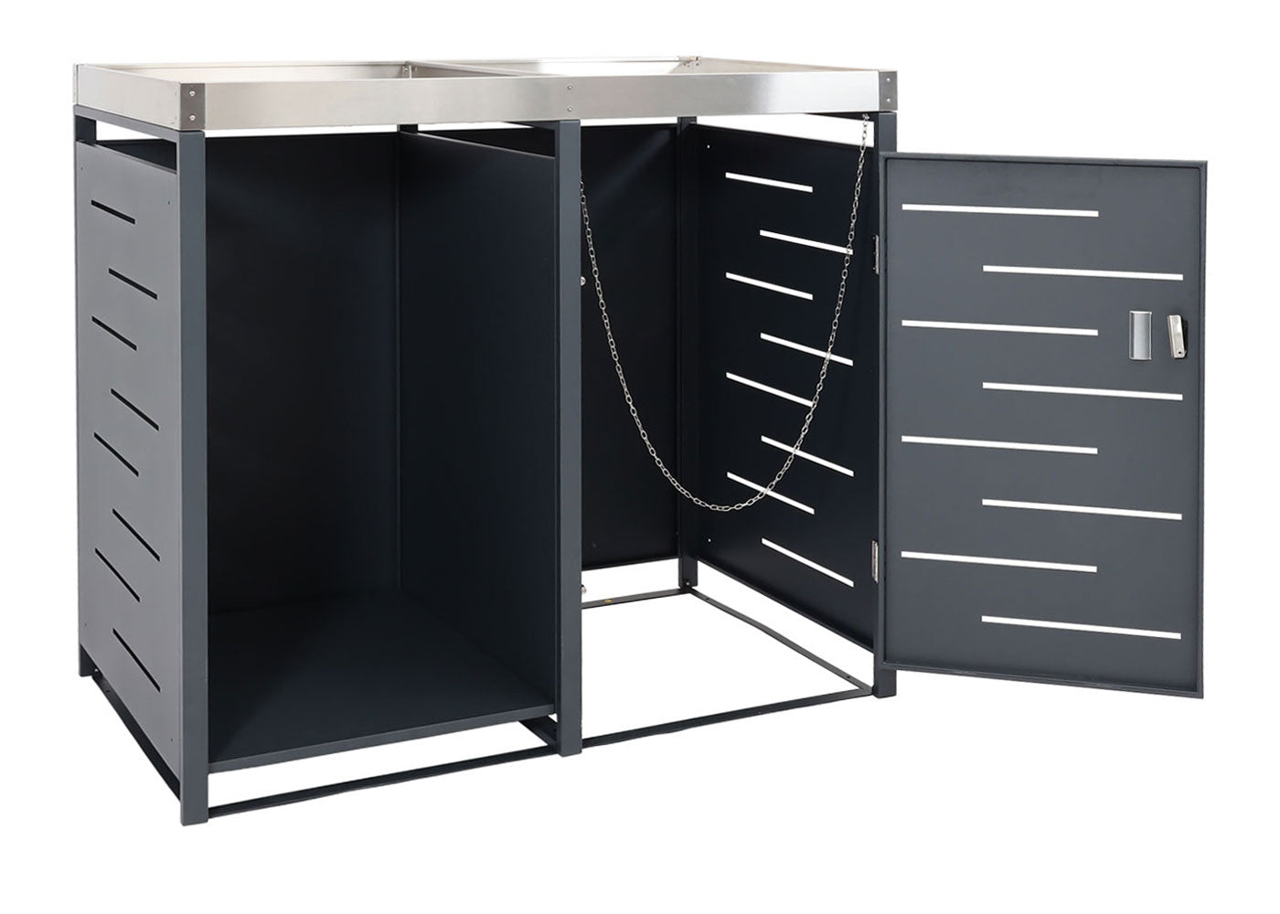 Cosmo Casa - 1-delige Vuilnisbakbekleding met Brandhoutopslag - Uitbreidbaar - Metaal - Antraciet - 125×130×80 cm