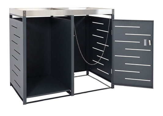 Cosmo Casa - 1-delige Vuilnisbakbekleding met Brandhoutopslag - Uitbreidbaar - Metaal - Antraciet - 125×130×80 cm