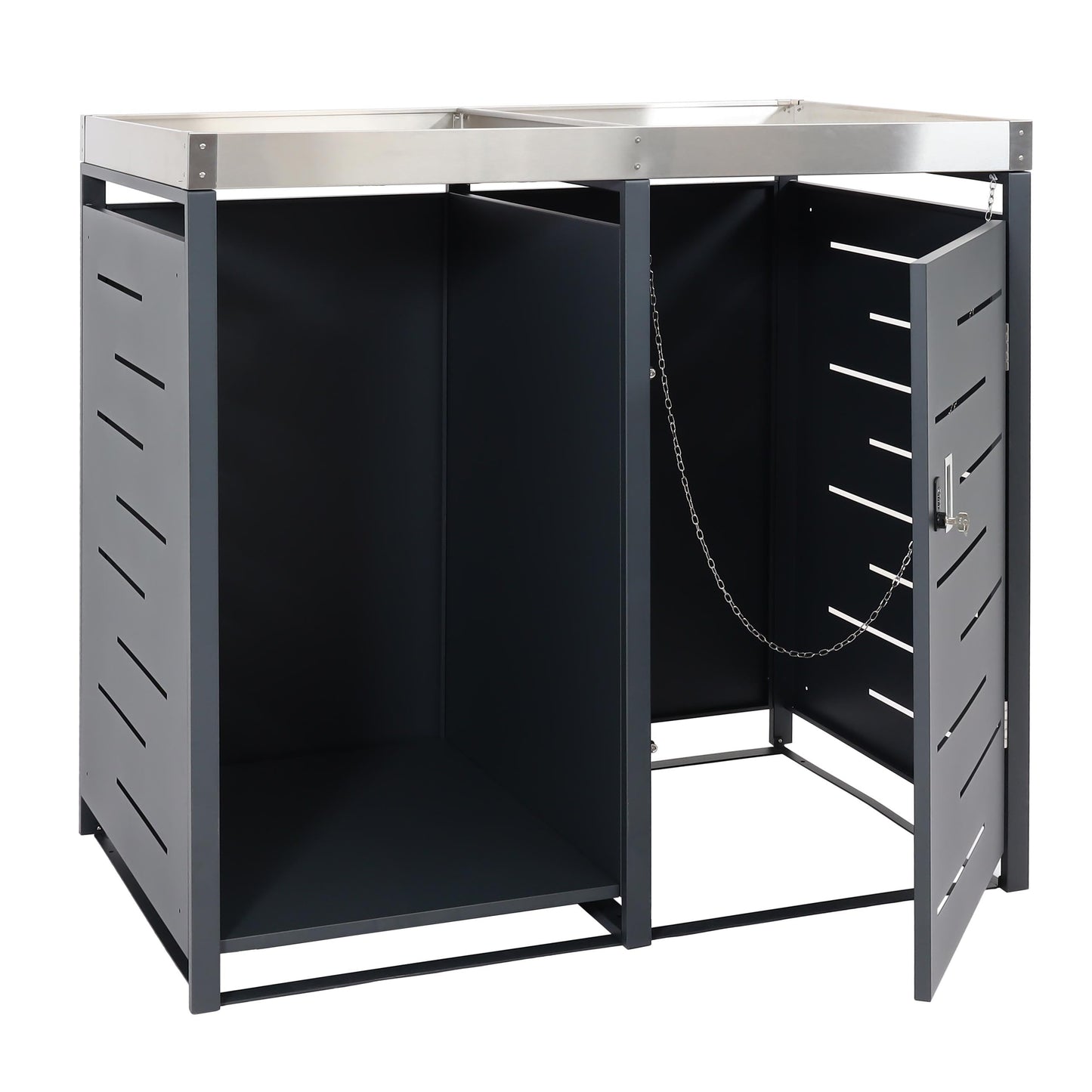 Cosmo Casa - 1-delige Vuilnisbakbekleding met Brandhoutopslag - Uitbreidbaar - Metaal - Antraciet - 125×130×80 cm