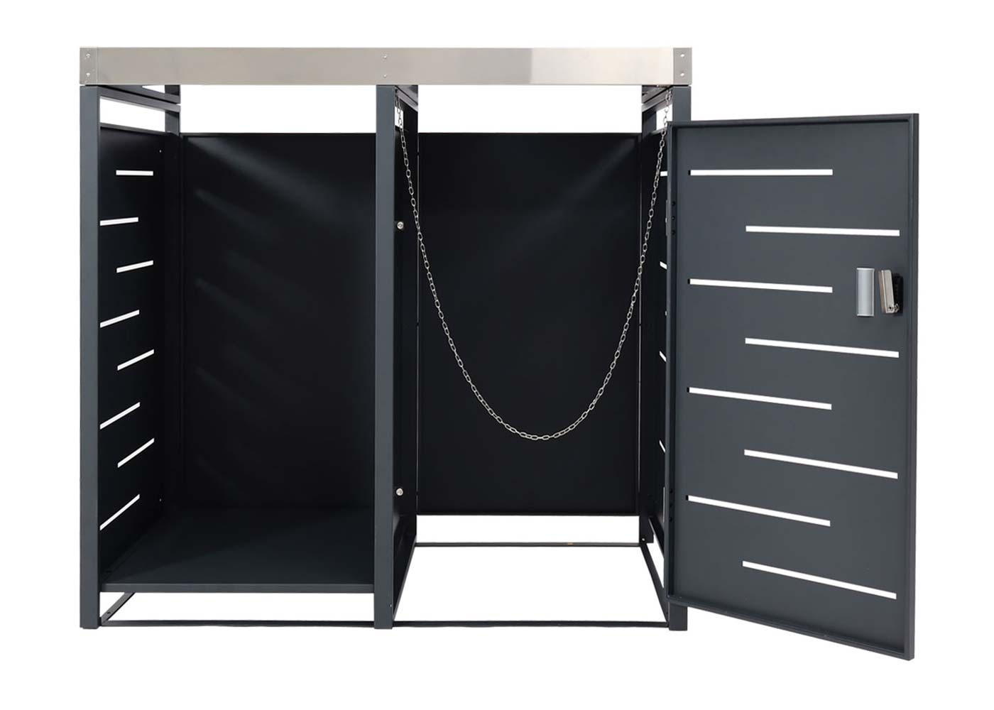 Cosmo Casa - 1-delige Vuilnisbakbekleding met Brandhoutopslag - Uitbreidbaar - Metaal - Antraciet - 125×130×80 cm