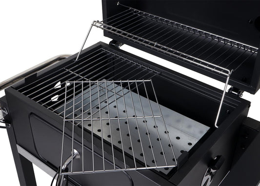 Cosmo Casa - Grillwagen Houtskool BBQ - Staande Grill met Deksel & Planken - Staal - 110×100×51 cm - Zwart