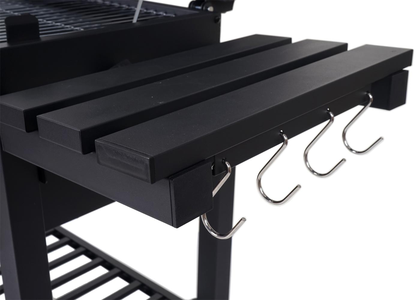 Cosmo Casa - Grillwagen Houtskool BBQ - Staande Grill met Deksel & Planken - Staal - 110×100×51 cm - Zwart
