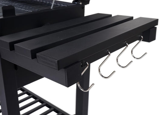 Cosmo Casa - Grillwagen Houtskool BBQ - Staande Grill met Deksel & Planken - Staal - 110×100×51 cm - Zwart