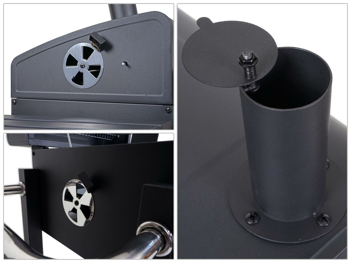 Cosmo Casa - Grillwagen Houtskool BBQ - Staande Grill met Deksel & Planken - Staal - 110×100×51 cm - Zwart