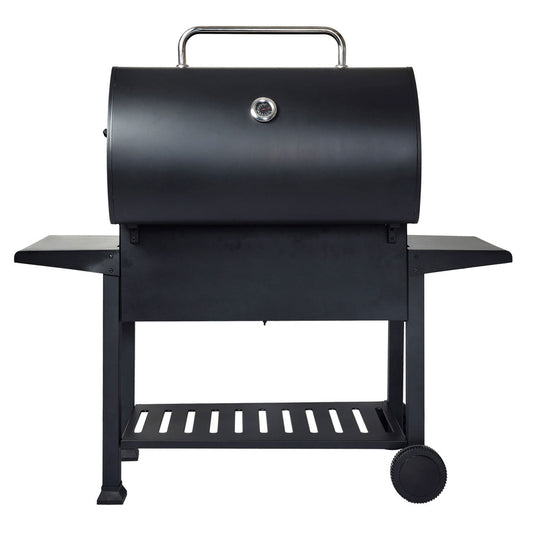 Cosmo Casa - Houtskoolgrill - Grillwagen met Dekselplank - Gemailleerd Staal - 110×153×60 cm - Zwart