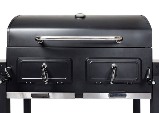 Cosmo Casa - Houtskoolgrill - Grillwagen met Dekselplank - Gemailleerd Staal - 110×153×60 cm - Zwart