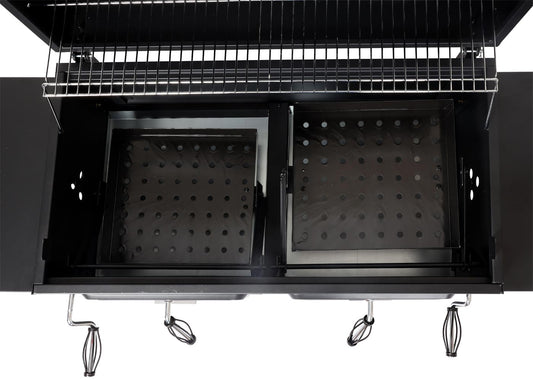 Cosmo Casa - Houtskoolgrill - Grillwagen met Dekselplank - Gemailleerd Staal - 110×153×60 cm - Zwart