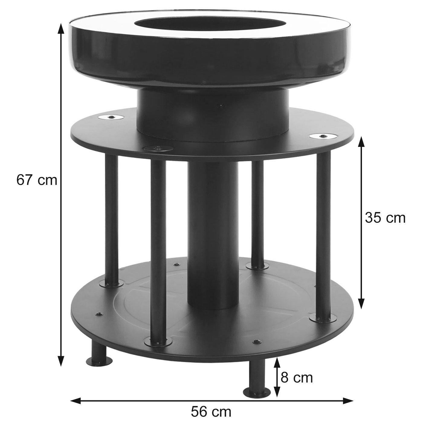 Cosmo Casa - Vuurschaal met Grill - Vuurkorf BBQ Buiten - Staal & RVS - Ø 56 cm - Zwart