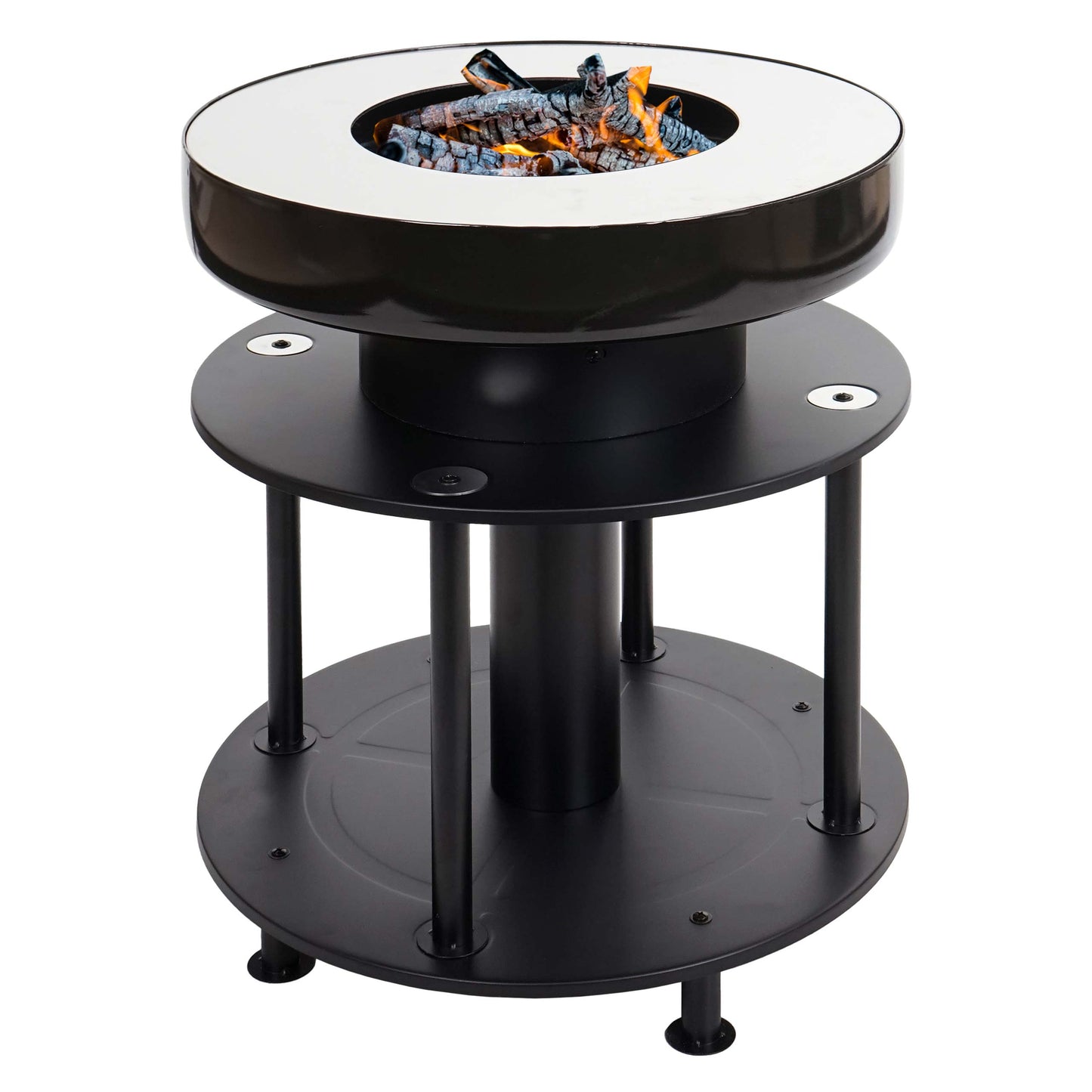 Cosmo Casa - Vuurschaal met Grill - Vuurkorf BBQ Buiten - Staal & RVS - Ø 56 cm - Zwart